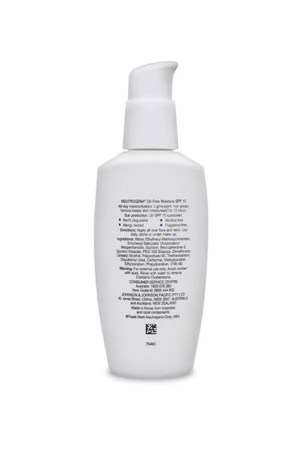 Neutrogena Oil Free Moisturiser With SPF-15 115ml - Image 3